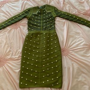 Green Longsleeve Bandage Dress